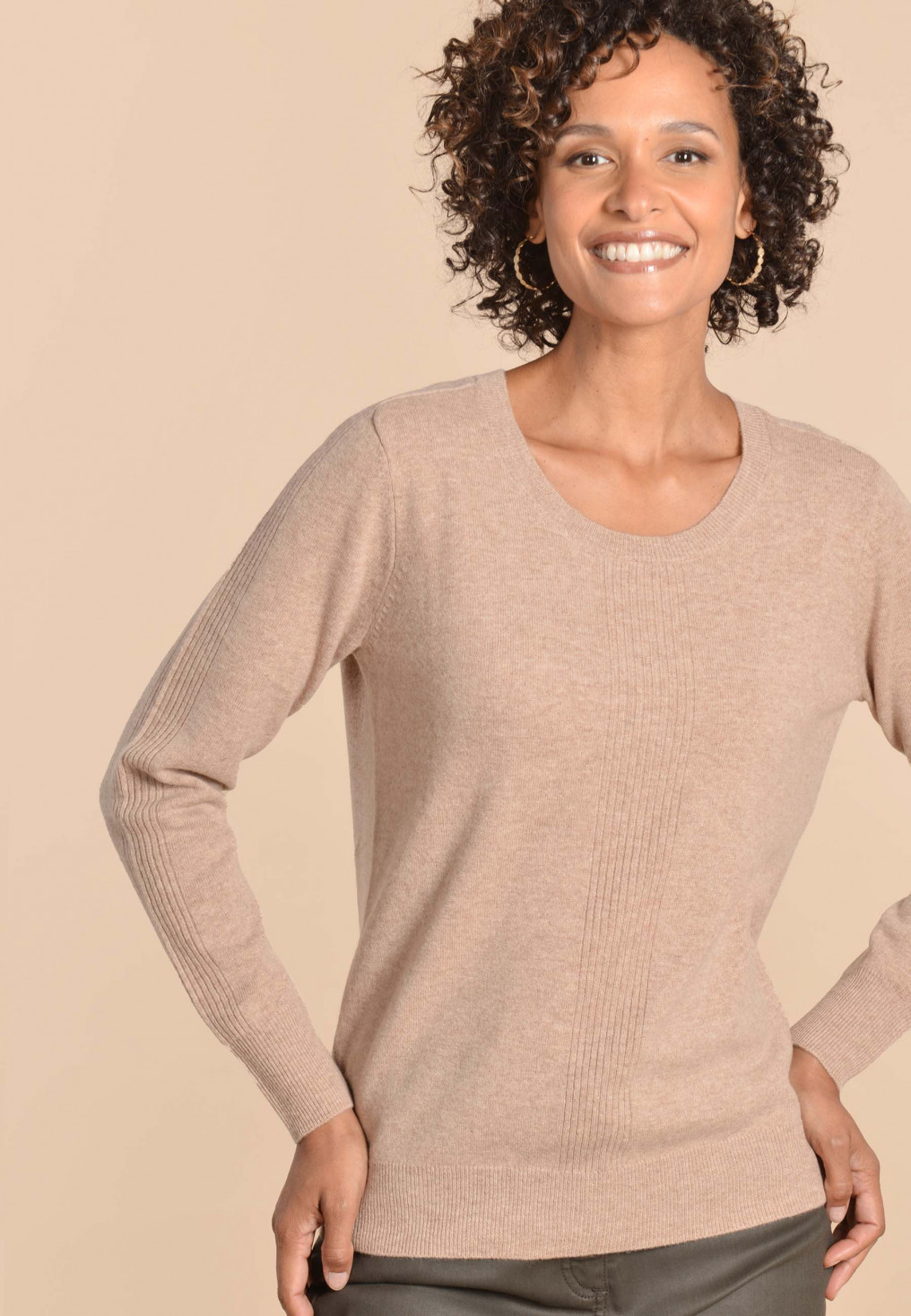 Pull à Capuchon Strié pour Femme
