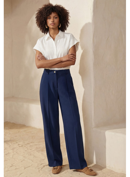 PANTALON LONG - LAURANE - MARINE - Un Jour Ailleurs