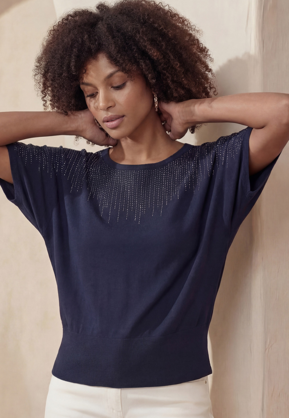 PULL MANCHE COURTE - LENNOX - MARINE - Un Jour Ailleurs