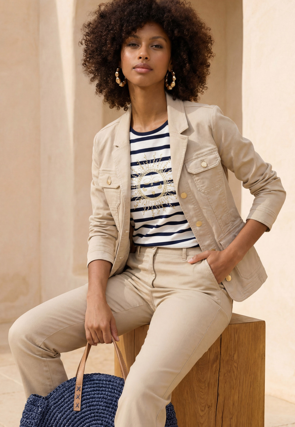 T-SHIRT - LUEUR - OW/NAVY - Un Jour Ailleurs