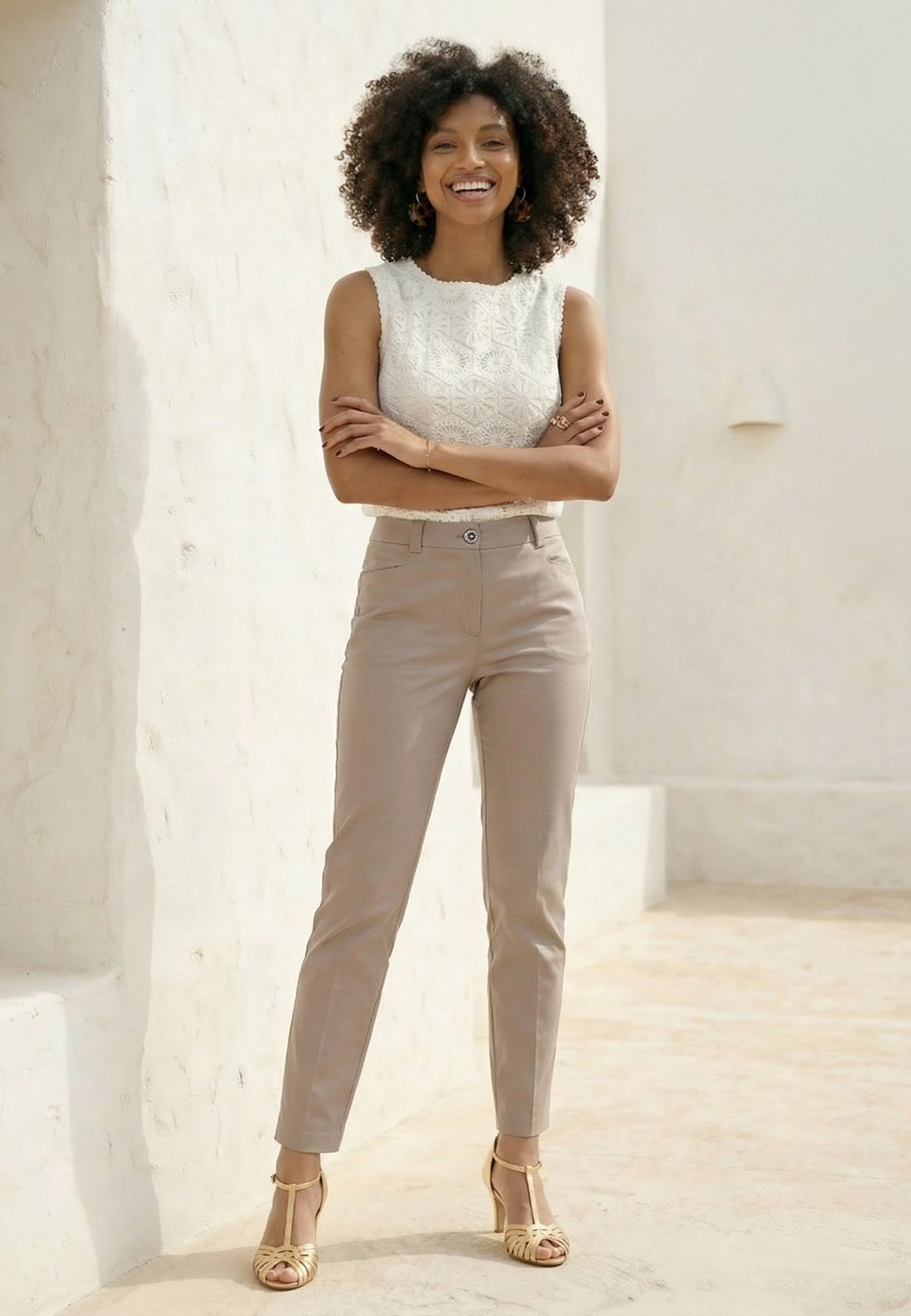 PANTALON 7/8E - LINDY - TAUPE